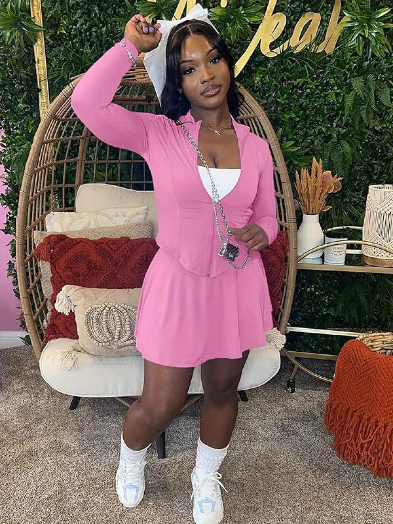 Solid Chic Two Piece Skirt Set