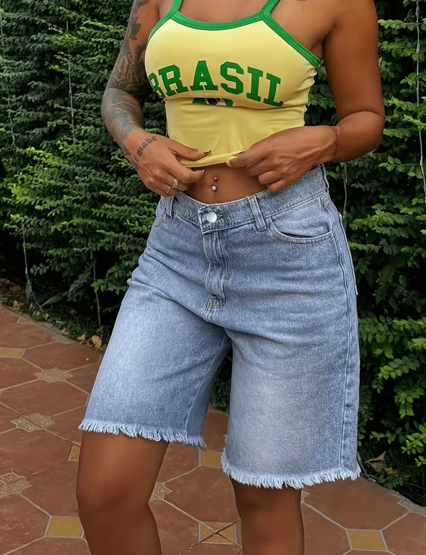Fringed Denim Shorts