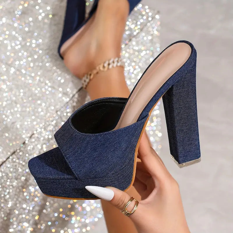 Luxe Denim High Heels