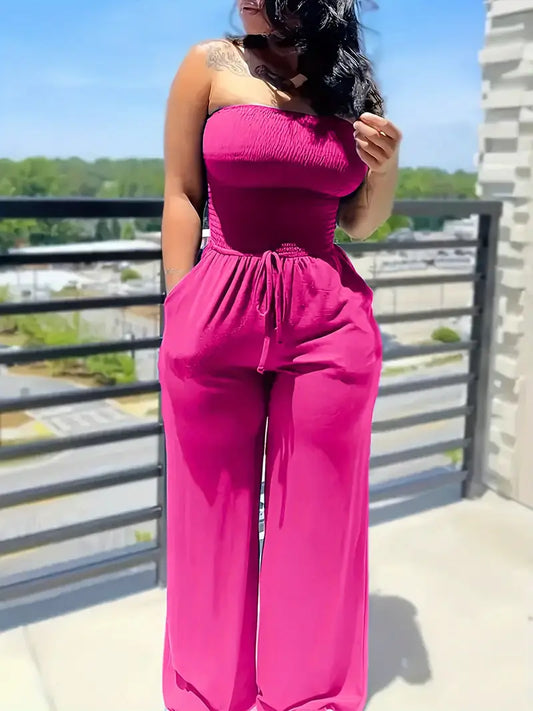 Classy Tied Strapless Jumpsuit