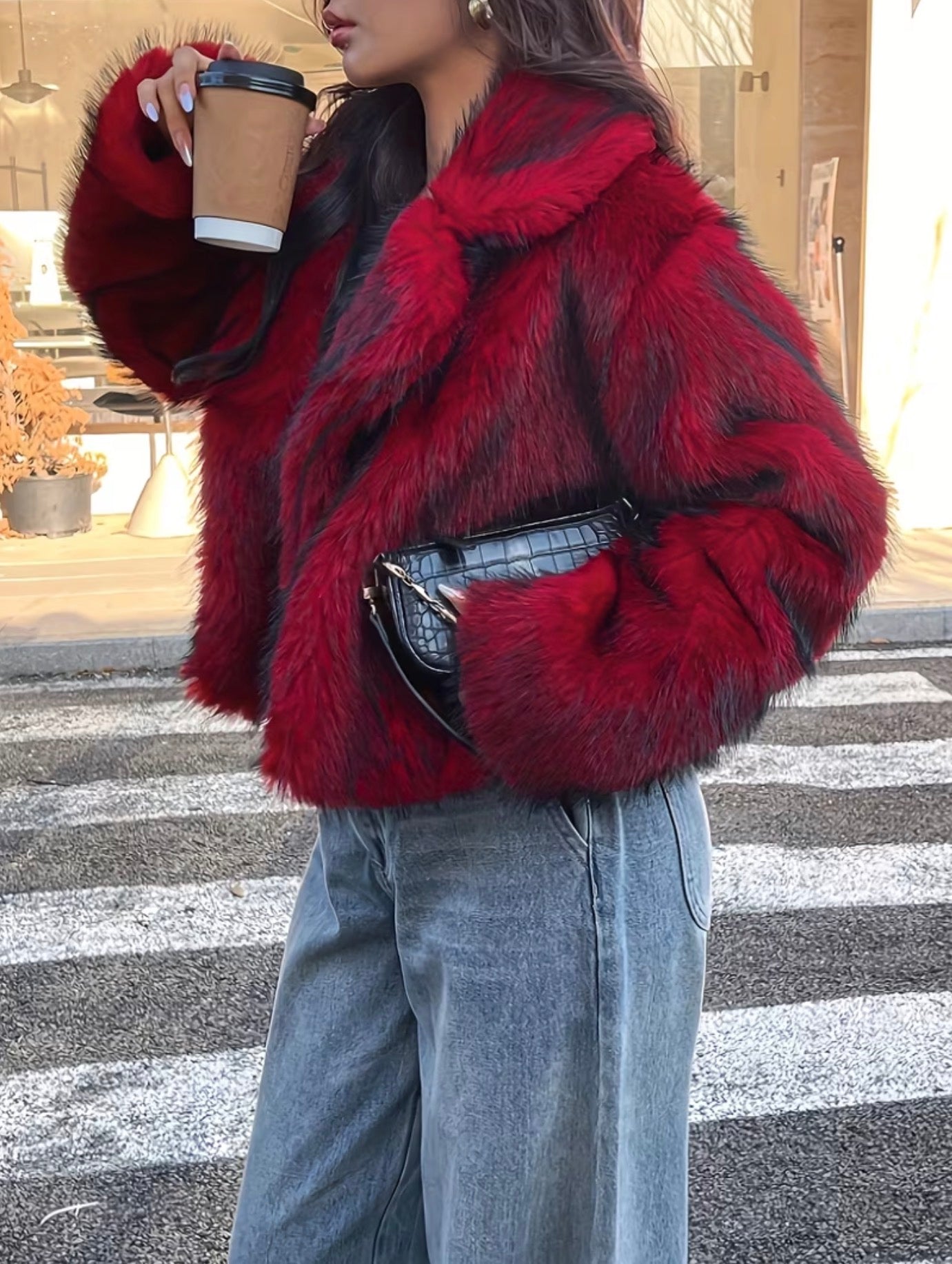 Sleek & Sexy Chic Red Ombré Fur Jacket