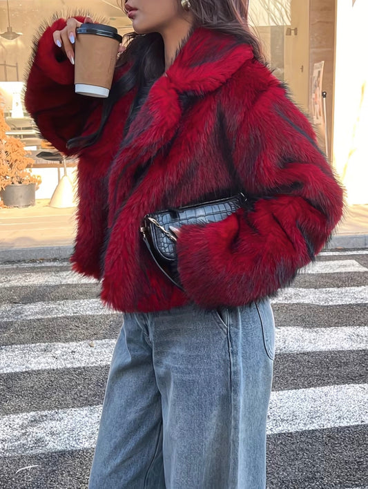 Sleek & Sexy Chic Red Ombré Fur Jacket