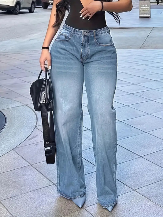 In A Daze Wide Leg High Waist Chic Mom Jeans