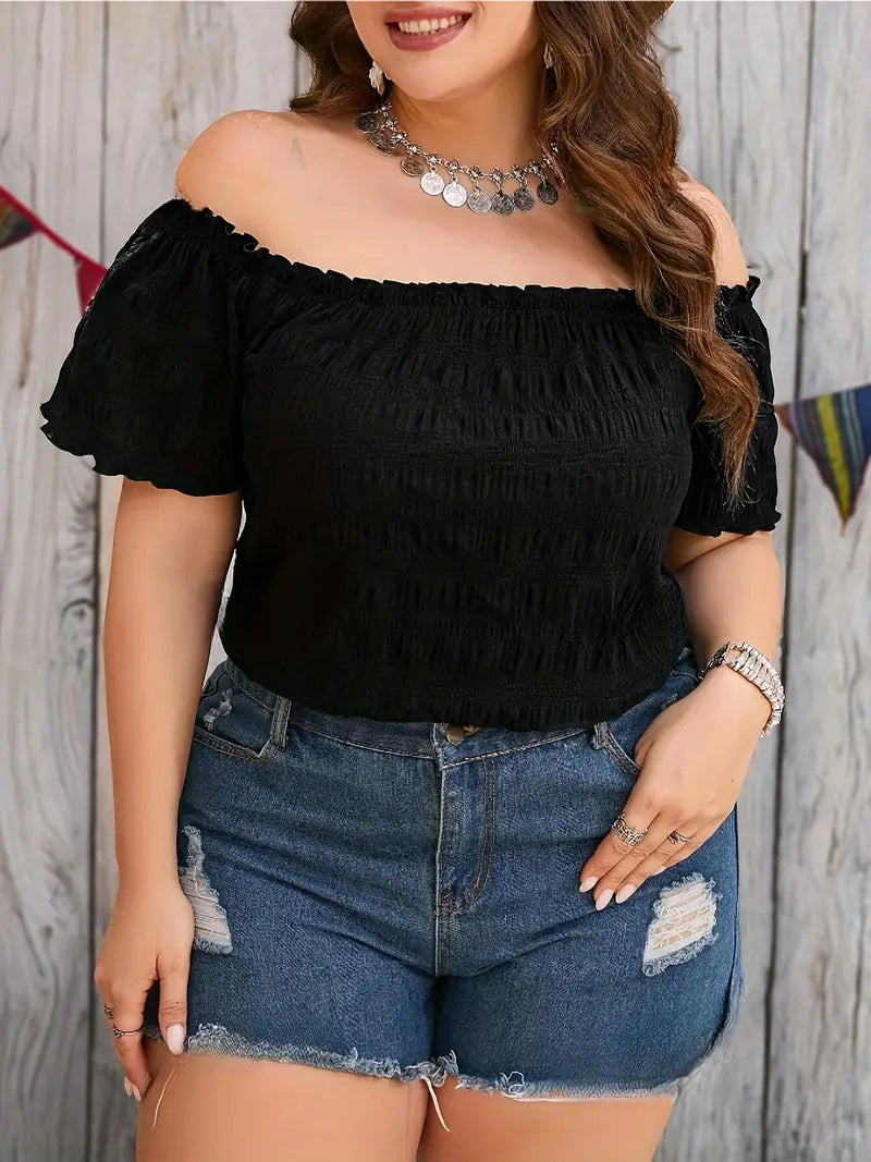 Elegant Textured Strapless Summer Top