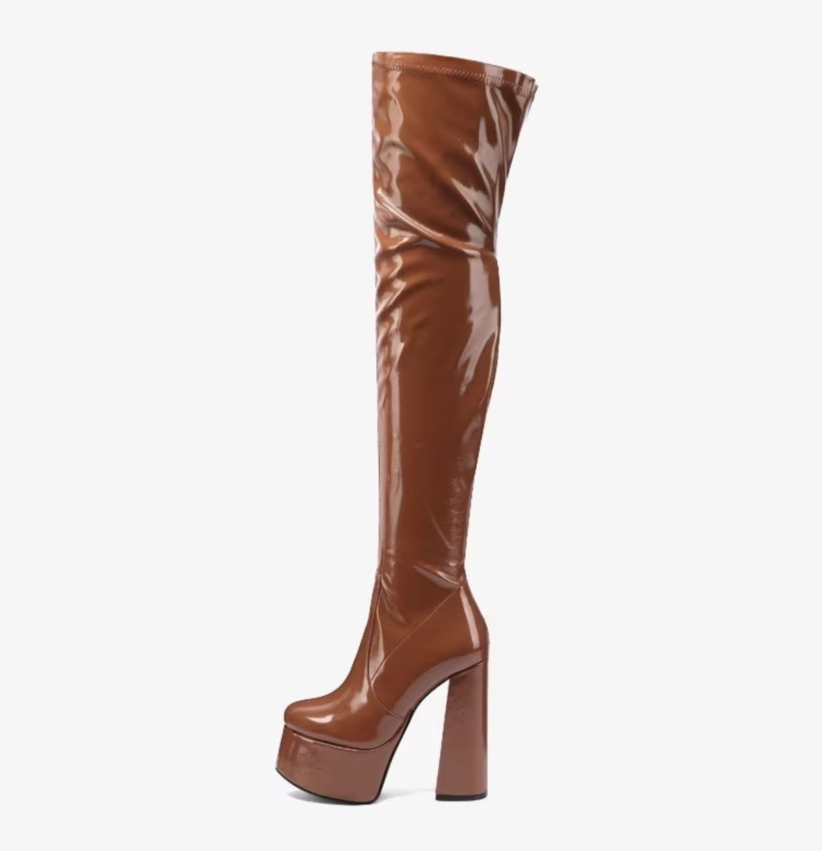High End Leather Platform Boots