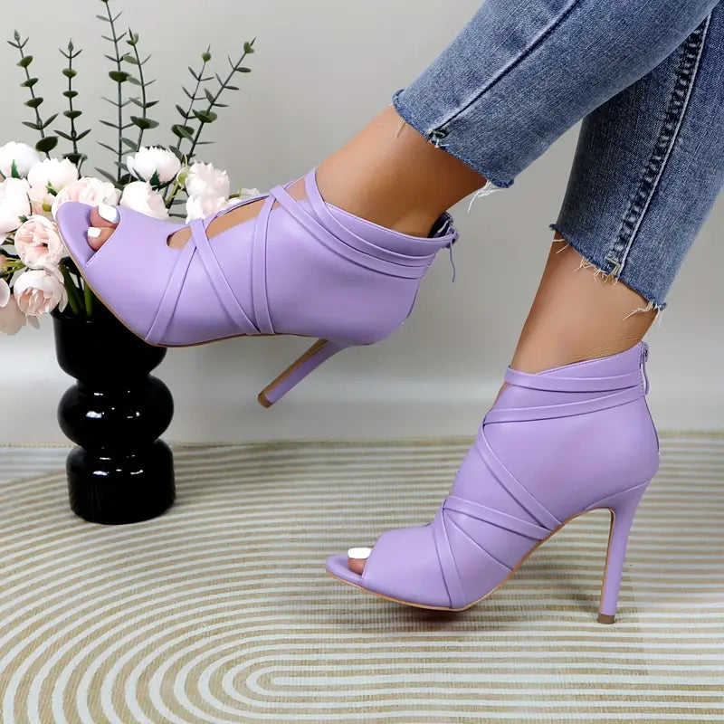 Luxe Leather Open Toe High Heels