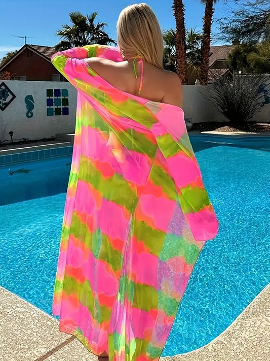 Neon Pink & Lime Green Bikini & Cover