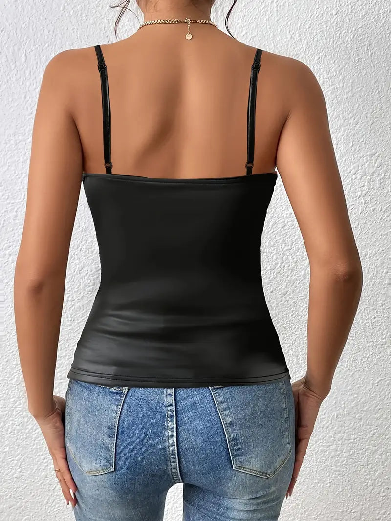 Fierce Leather Ruched Top