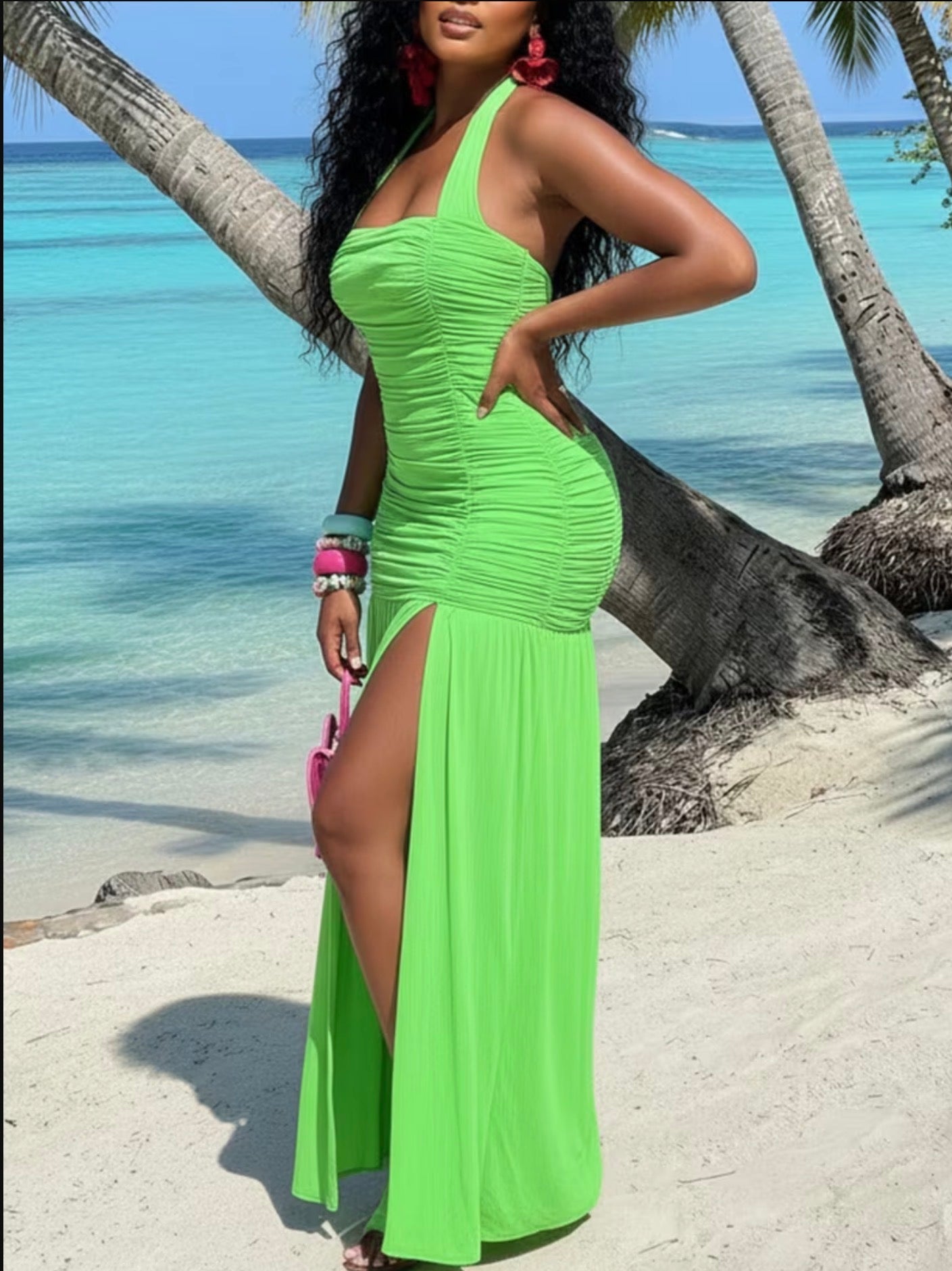 Perfect Green Sleek Vacation Dress