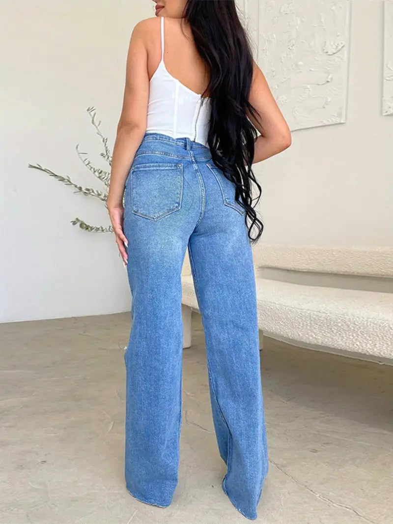 Stylish Comfy Wideleg Denim Jeans