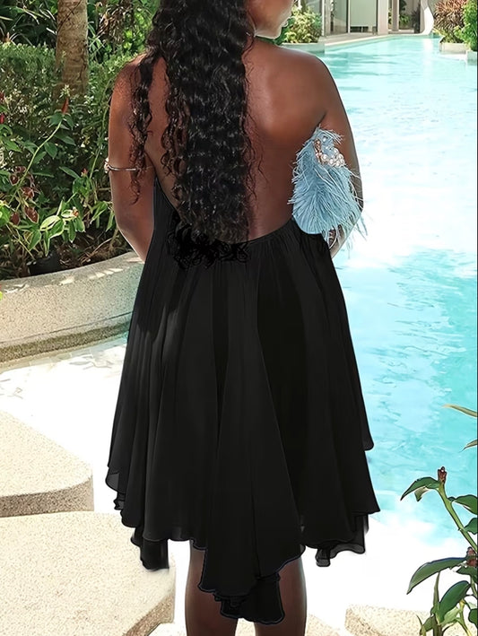 Elegant Backless Midi Dress