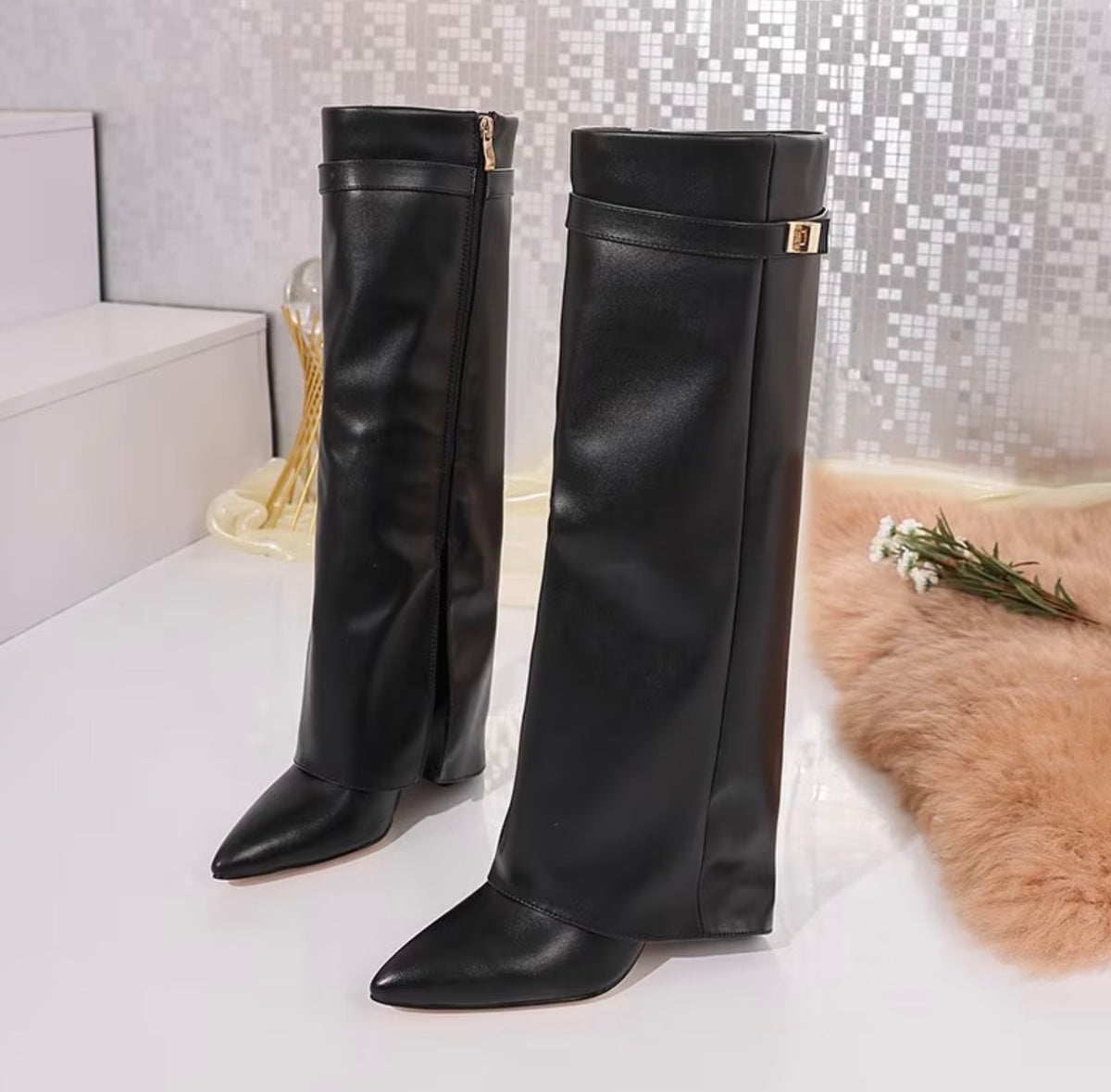 Fold-over Knee High Boots