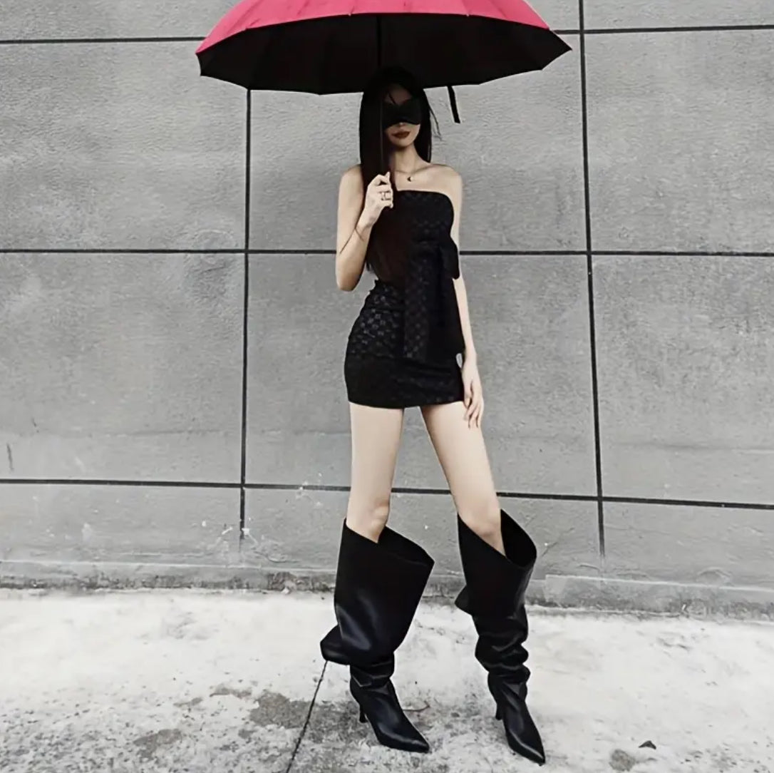 High Fashion Ruched Leather Boots