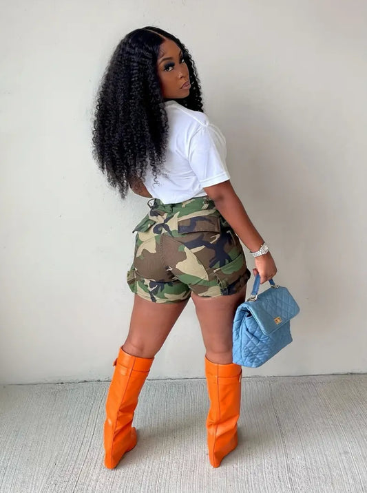 High Waist Camo Shorts