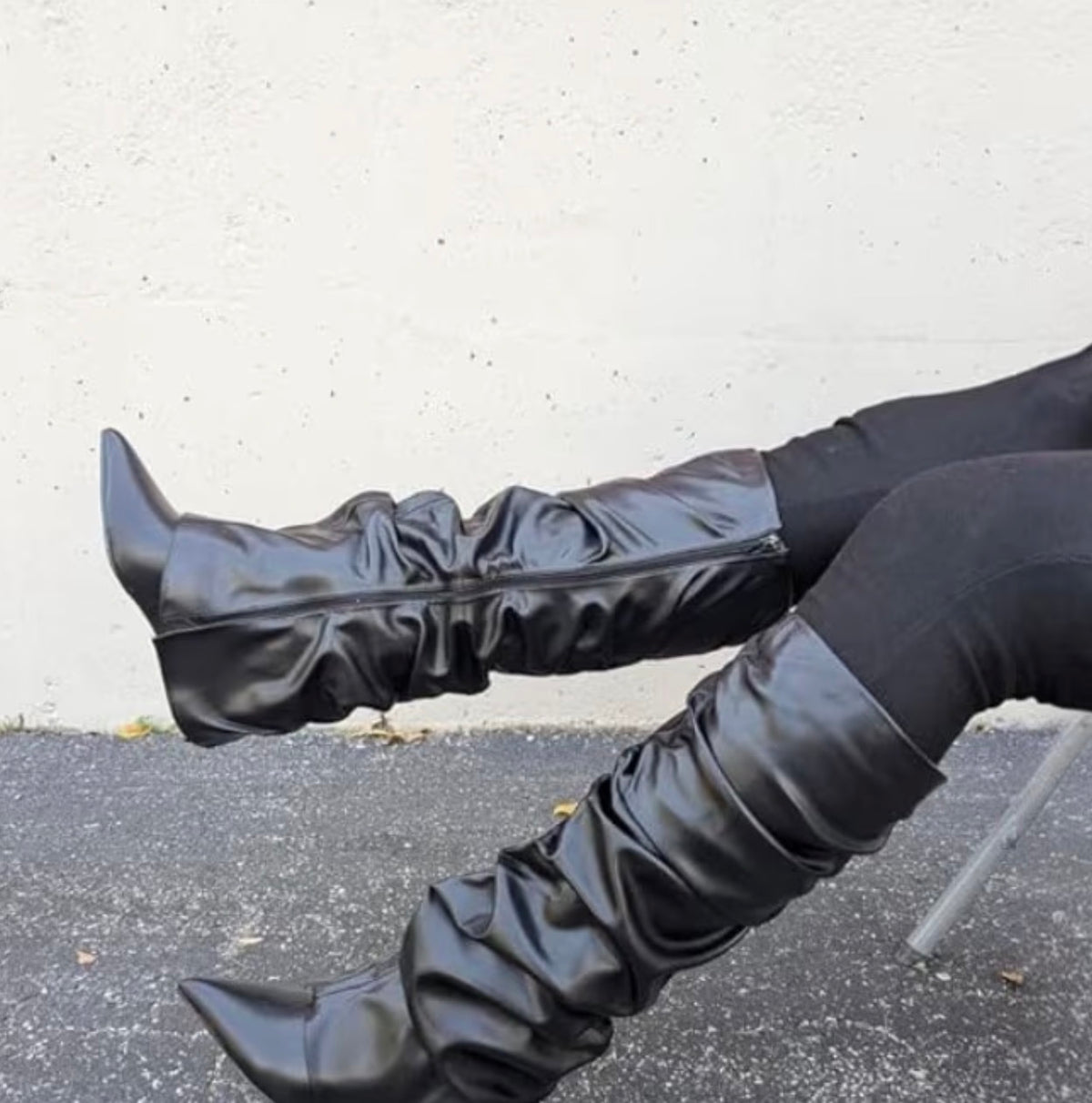 Stacked Foldover Knee High Boots