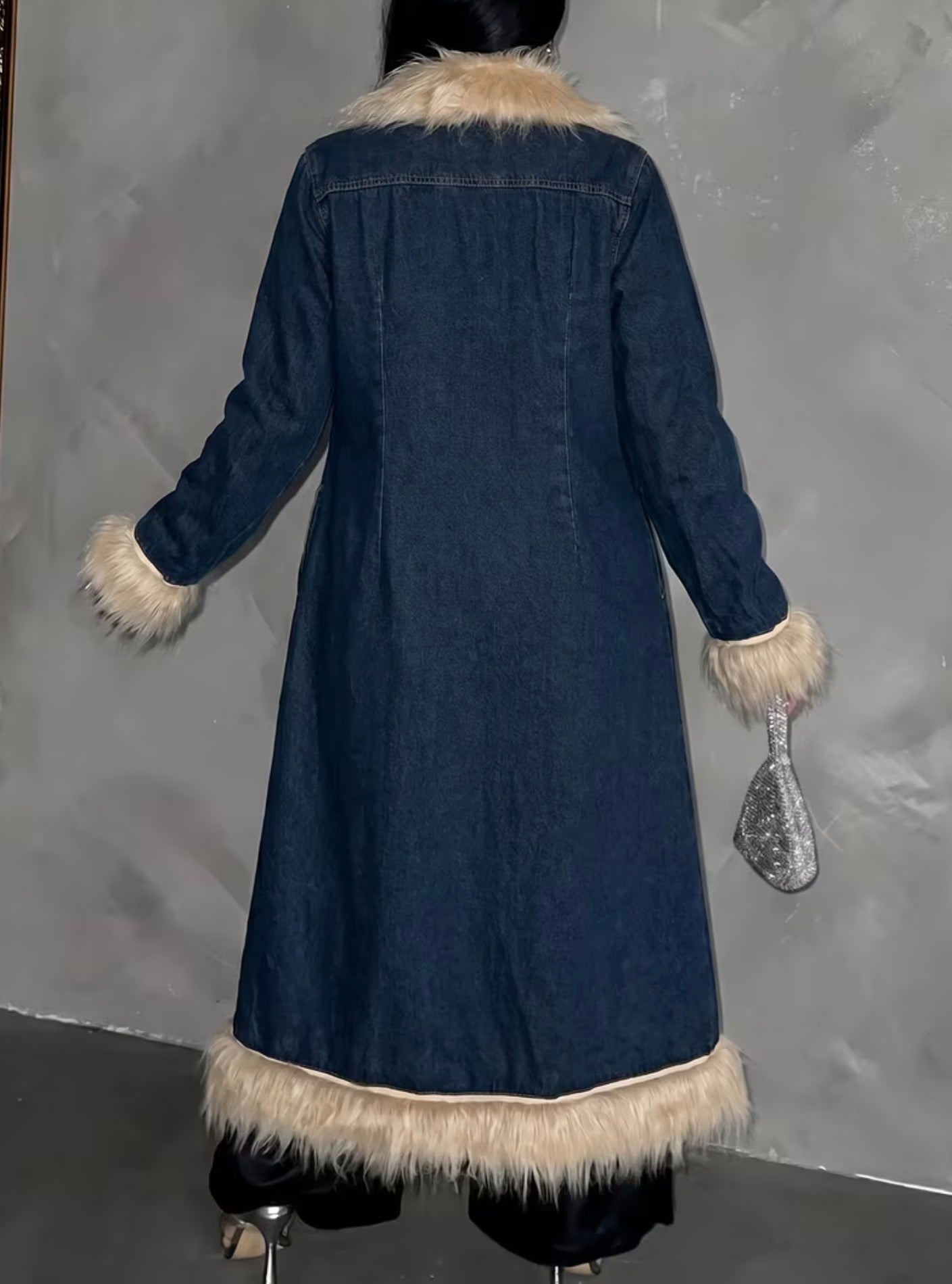Denim Fur Trench