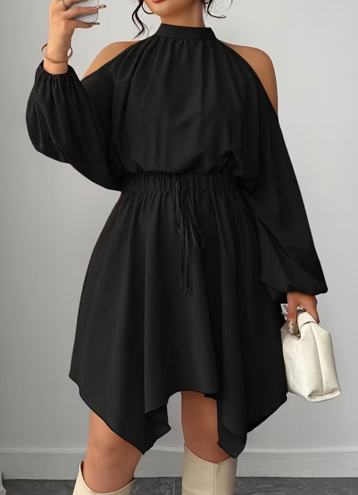 Luxe Sleek Asym Cut out Elegant Dress (Curve)