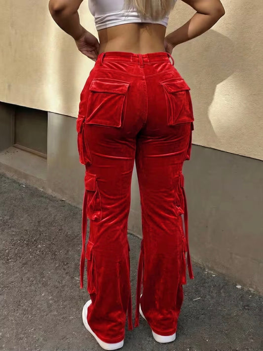 Chic Velour Cargo Pants