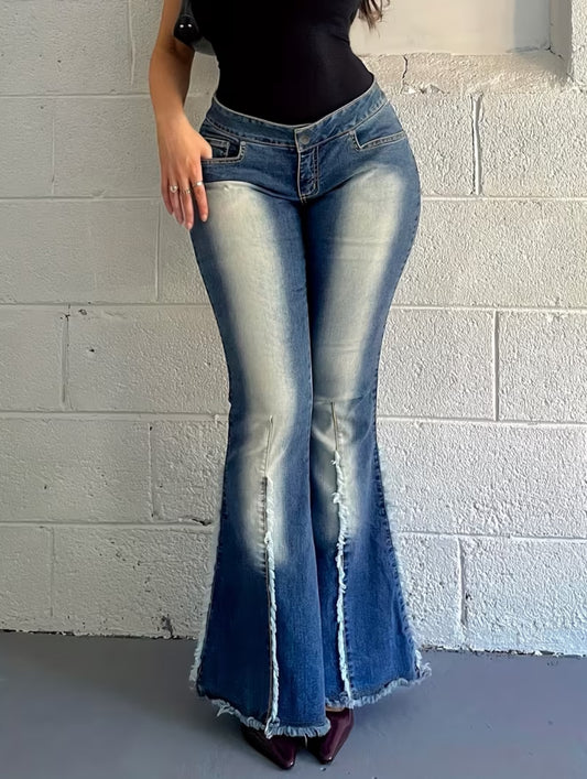 Chic Trendy Flared Denim Jeans