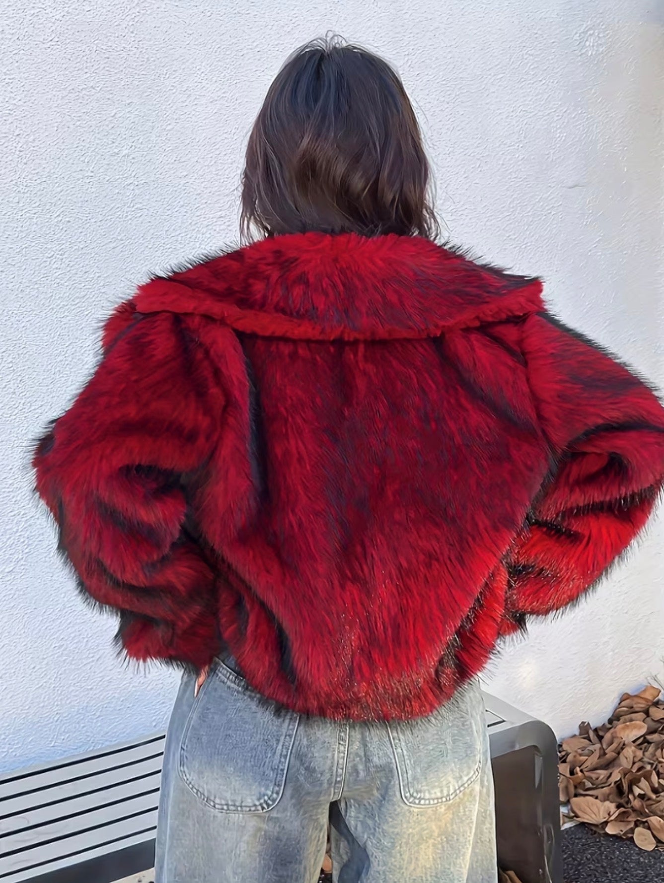 Sleek & Sexy Chic Red Ombré Fur Jacket