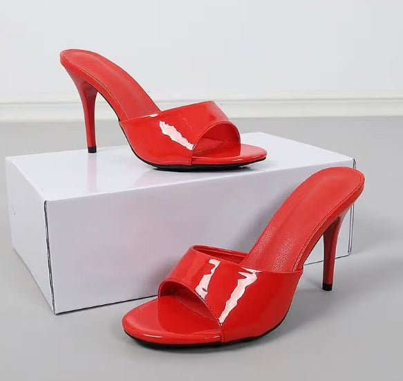 Sleek High Gloss Chic Open-toe High-Heels