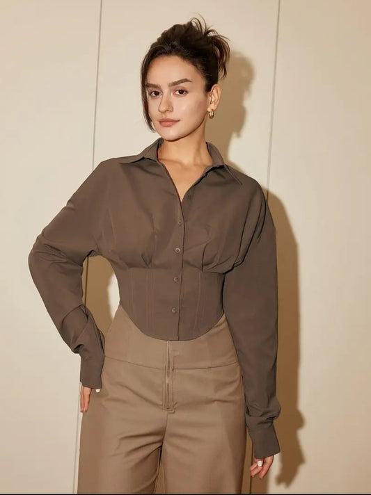 Chic Corset Button Down Top
