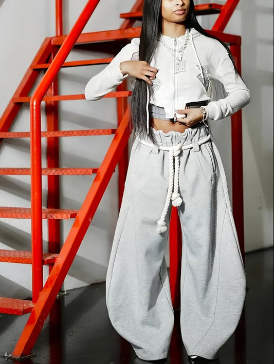 Luxe Comfy Cozy Street Chic Rope Tied Joggers