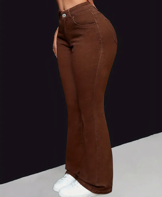 Earthy Tones Mocha Bell Bottoms Jeans