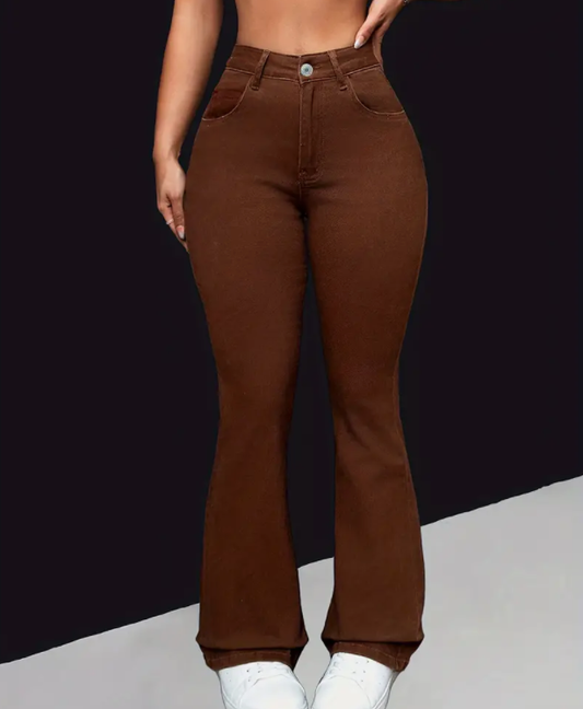 Earthy Tones Mocha Bell Bottoms Jeans