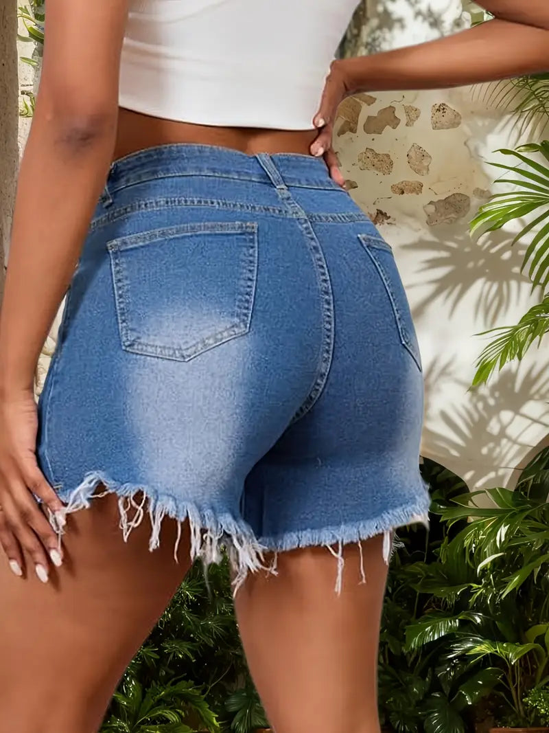Fierce Chic Distressed Denim Shorts