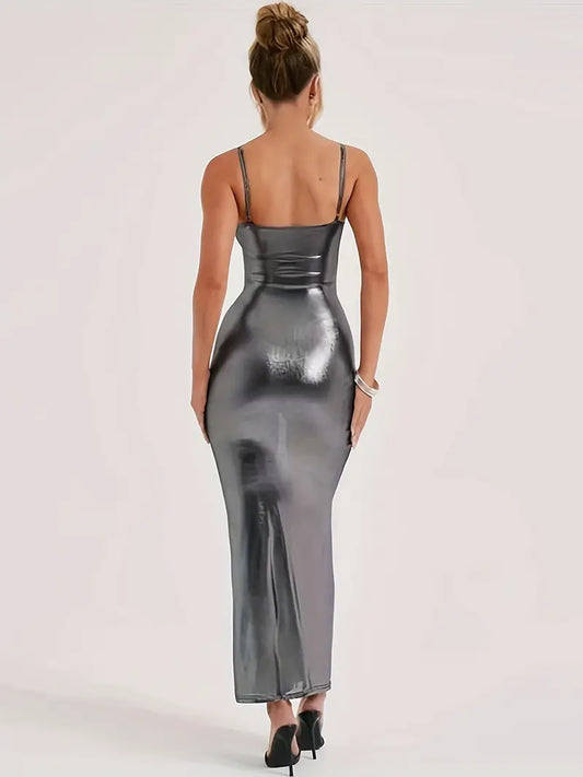 Glossy Metallic Cami Dress