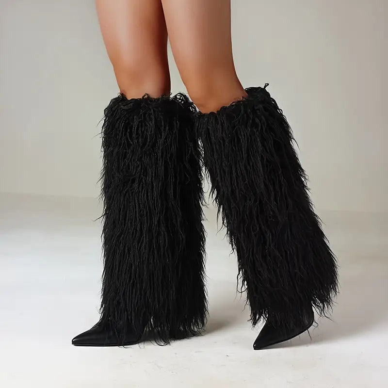 Knee High Fluffy Fur Boots