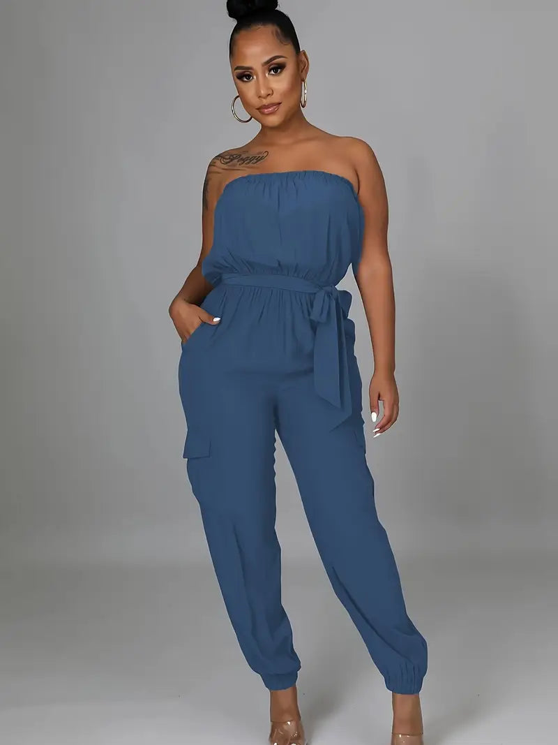 Sexy Sleek Shoulderless Jumpsuit