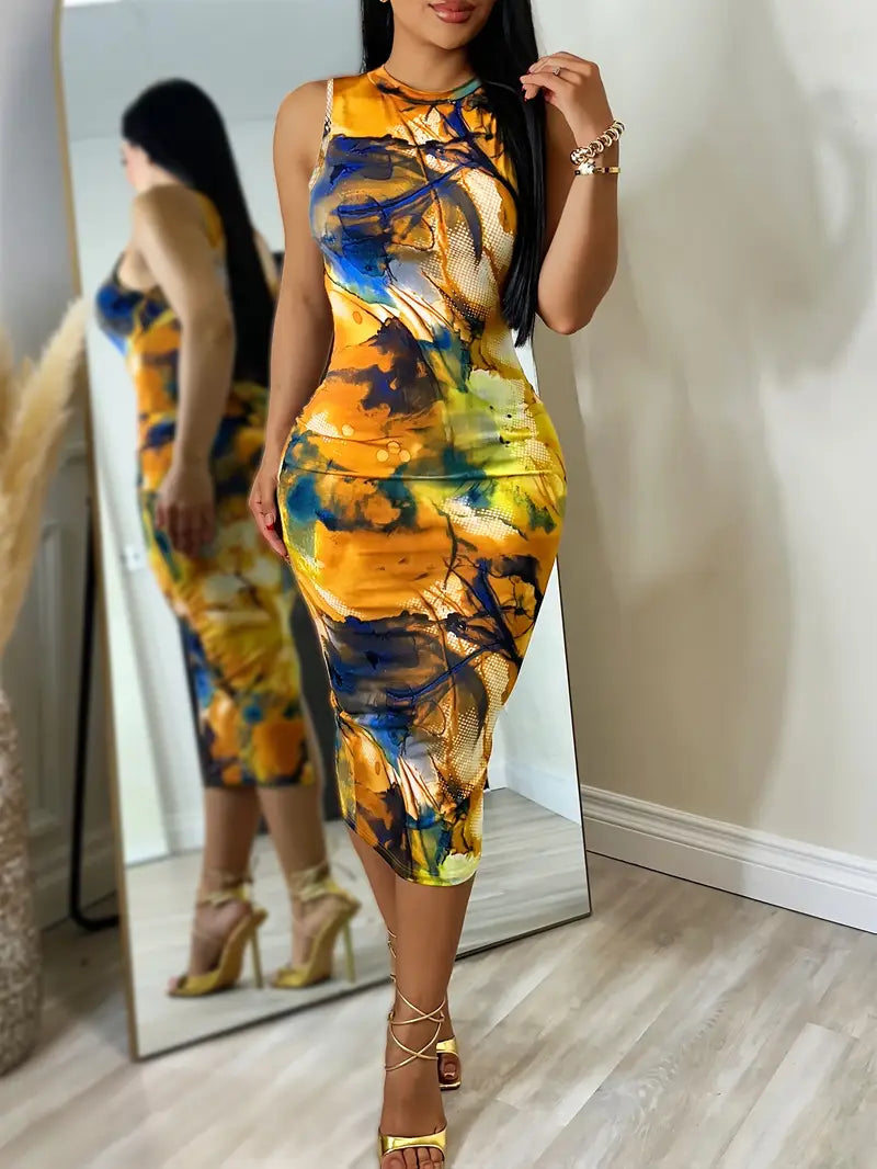 Tropical Split Vacation Dress