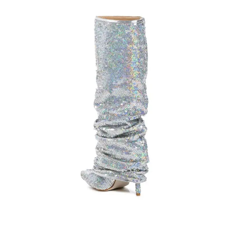 Chic Sleek Knee High Folded Boots