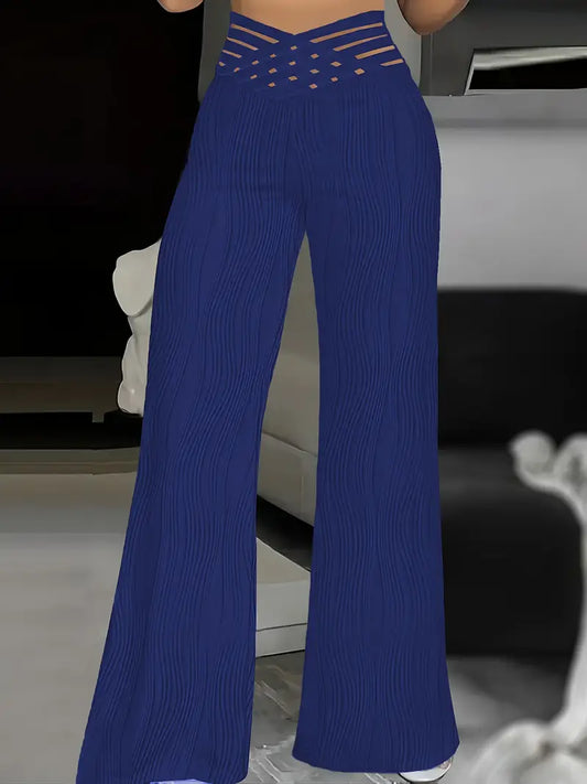 Solid Color High Waist Wide Leg Pants