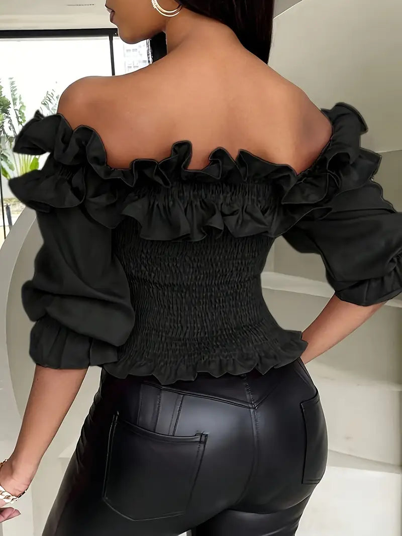 Elegant Off Shoulder Ruffle Top