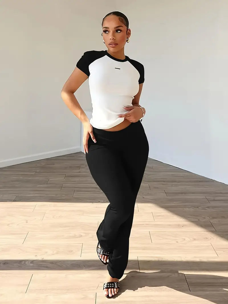 Sleek Casual Solid Two Piece Set