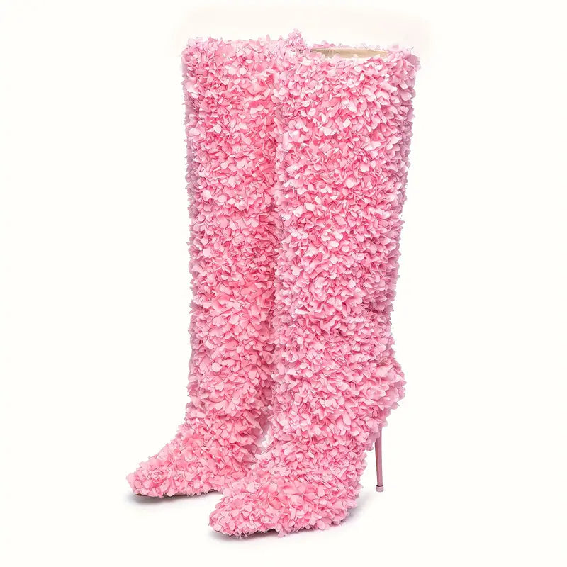 Pink Rose Petal Iconic Knee High Boots