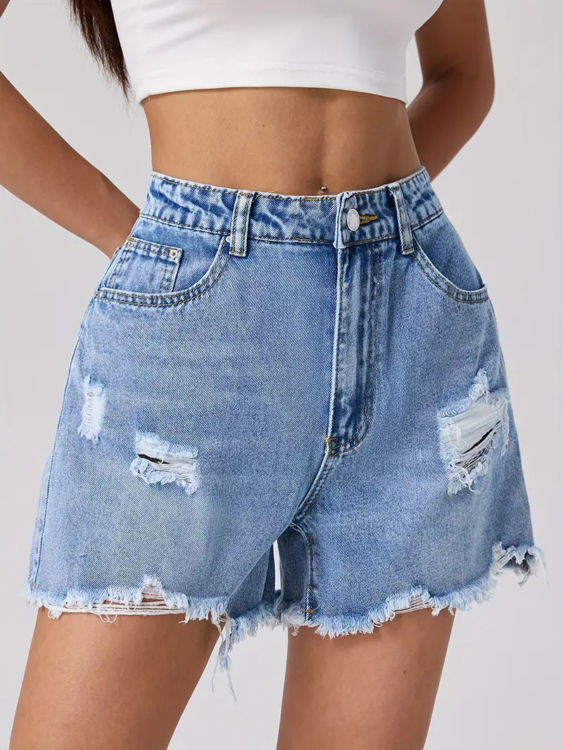 Distressed Vintage Denim Shorts