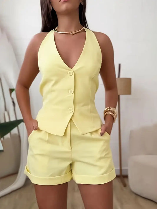 Comfortable Relaxed Shorts & Vest Set