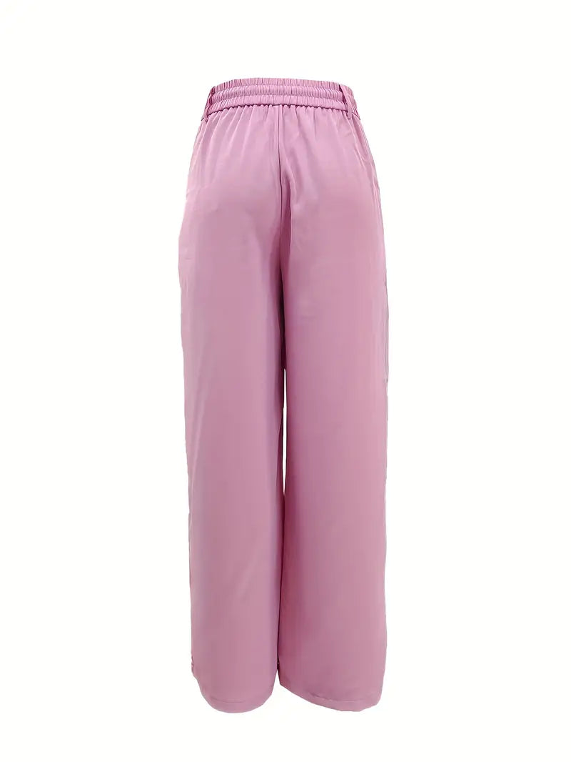 Casual Chic Drawstring Wideleg Office Pants