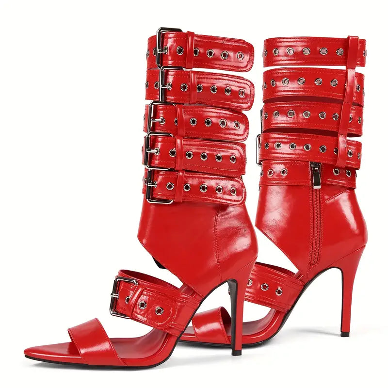 Luxe High Fashion Transitional Buckle Heels