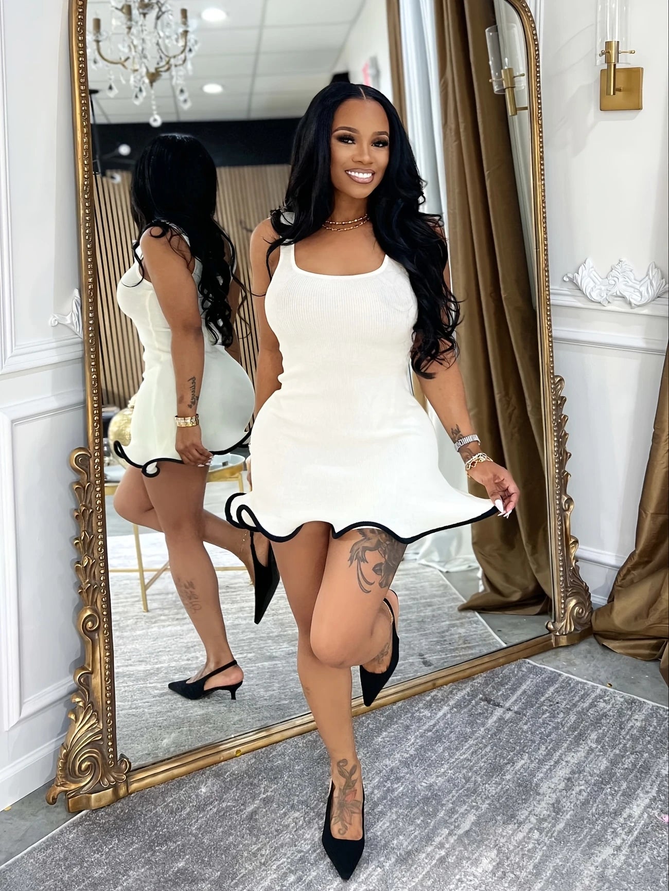 High End Classy Midi Bubble Dress