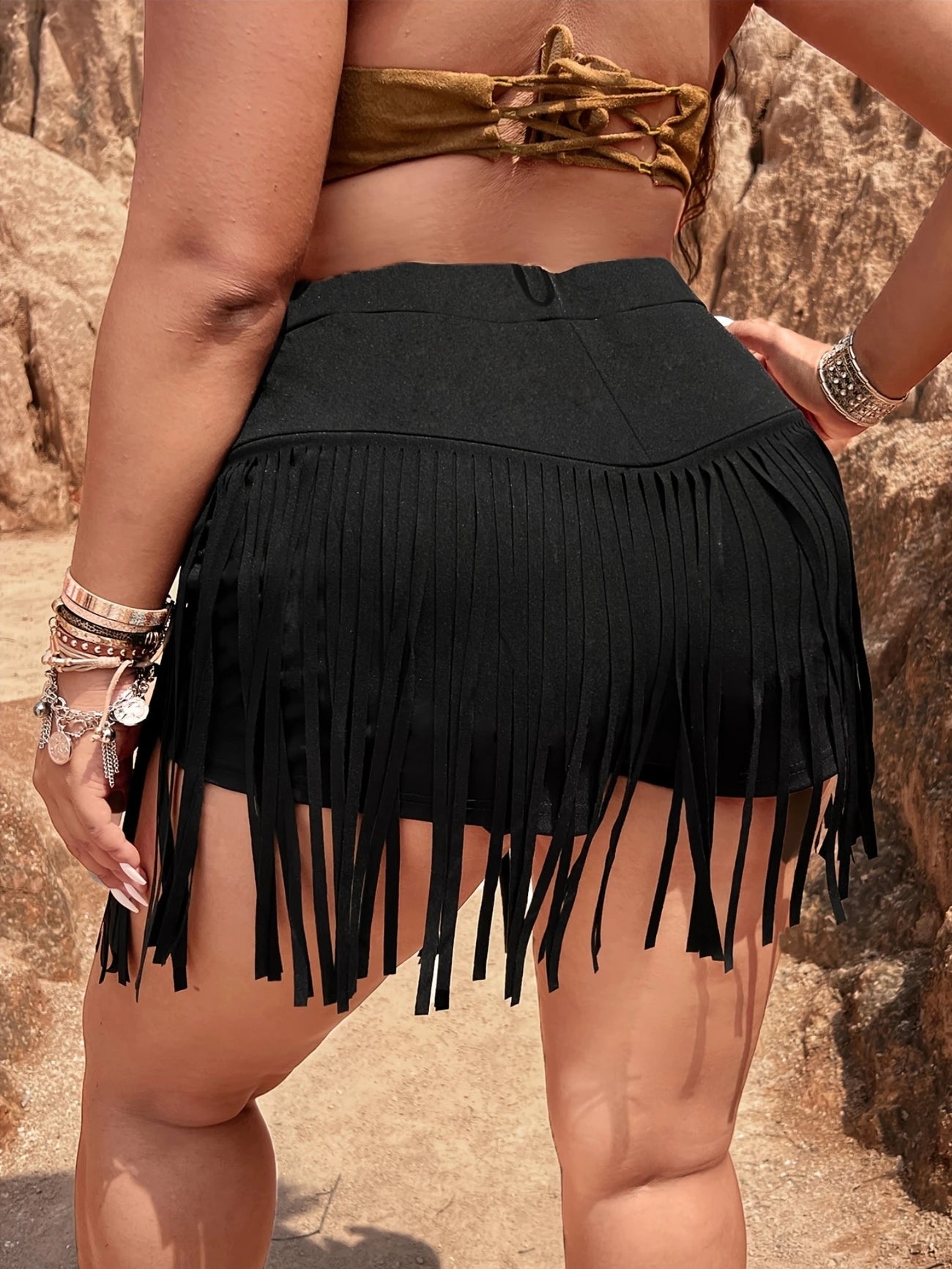 Edgy High Waisted Tassel Shorts