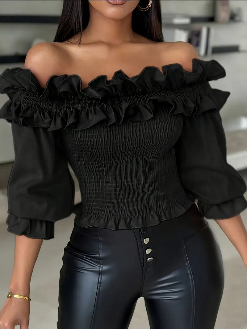 Elegant Off Shoulder Ruffle Top