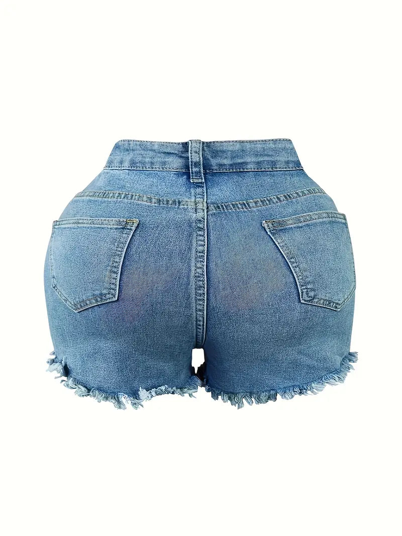 Elegant Distressed Denim Shorts