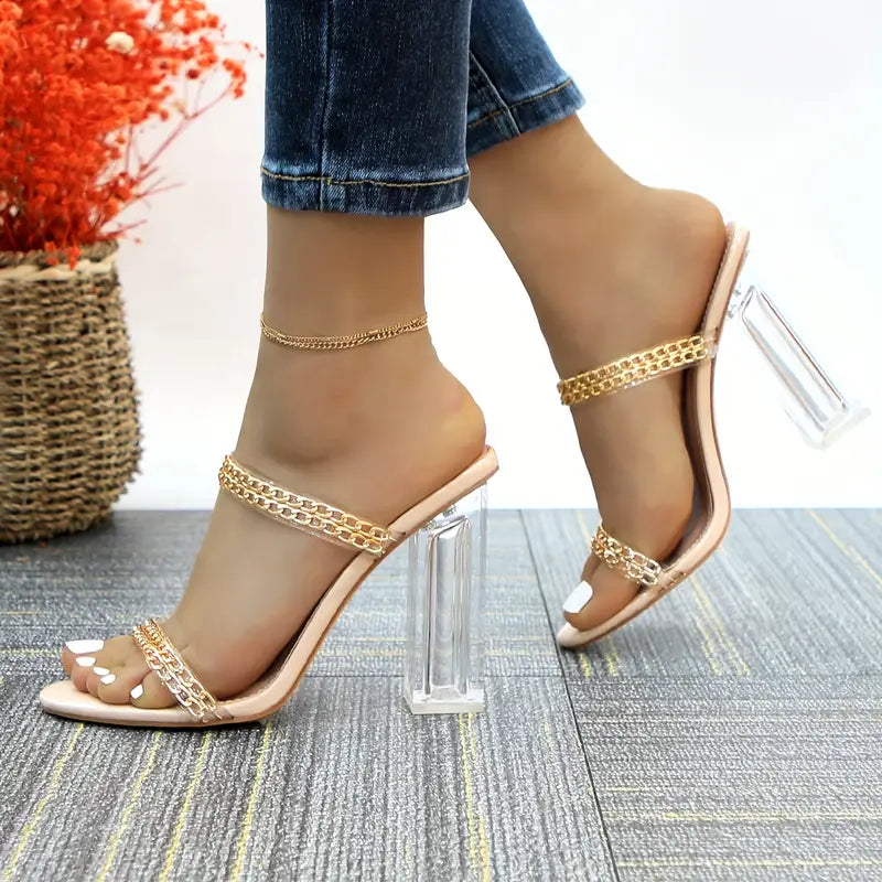 Luxe Chunky Chain Block Heels
