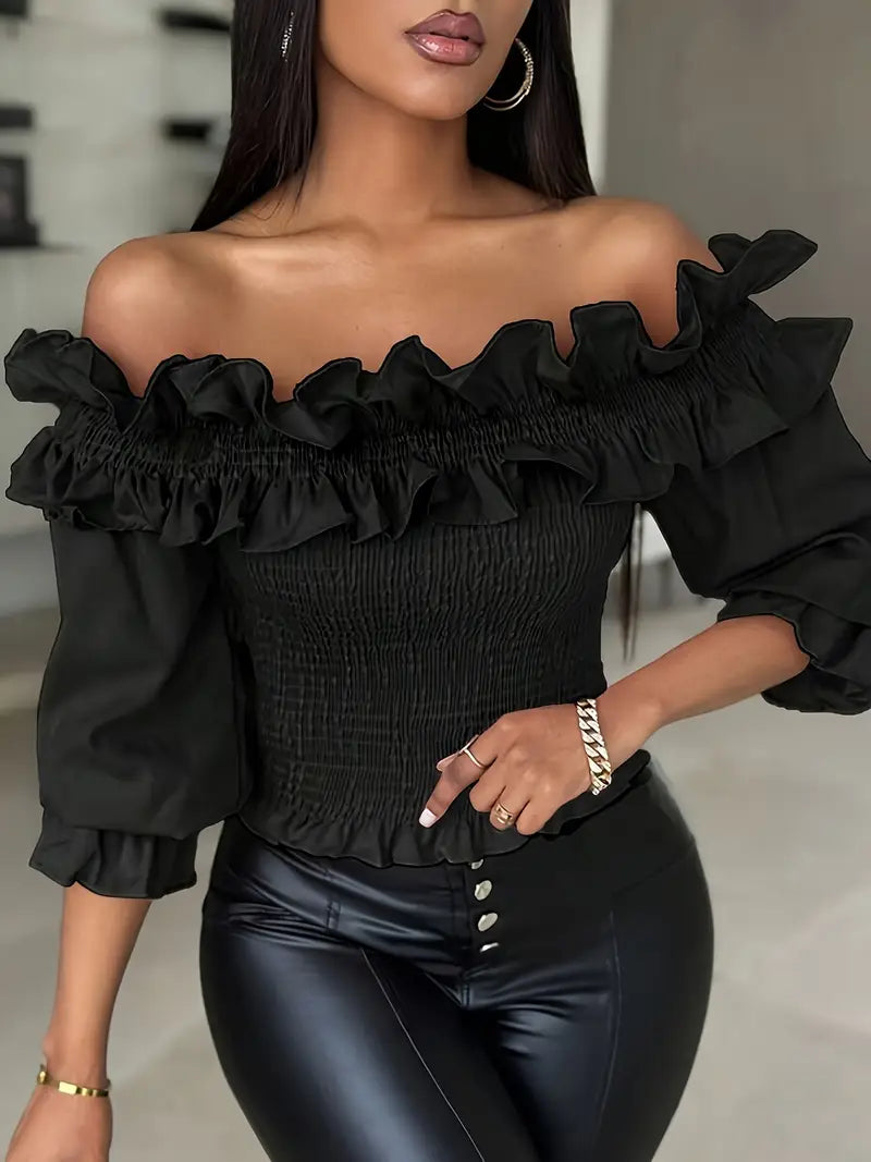 Elegant Off Shoulder Ruffle Top
