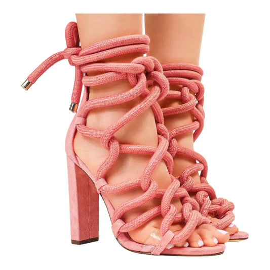 Chic Rope Lace Up High Heels